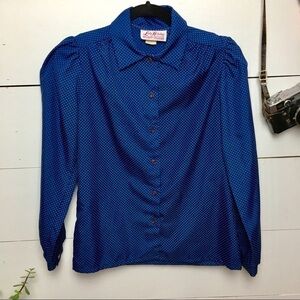 Vintage 1970s Lady Holiday Blouse | Polyester · Secretary / Disco Polka Dot